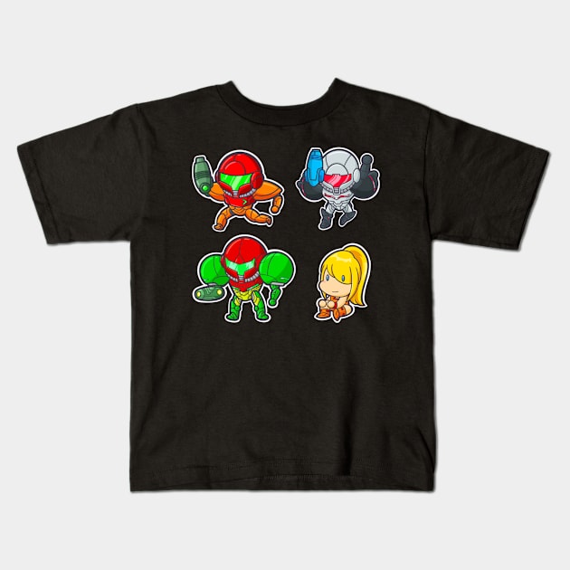 Chibi Metroid (Pack 2) Kids T-Shirt by DrawingsFromHell